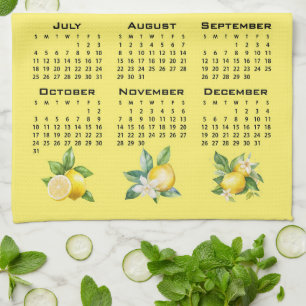 2027 Calendar Italian Style Lemons Yellow Kitchen Towel