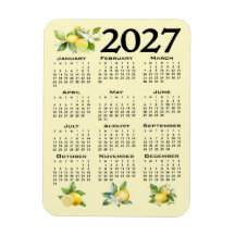 2027 Calendar Italian Style Lemons Yellow