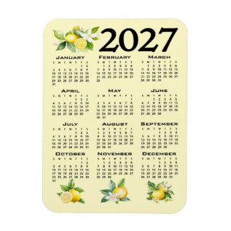 2027 Calendar Italian Style Lemons Yellow Magnet