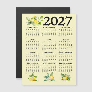 2027 Calendar Italian Style Lemons Yellow Magnetic Invitation