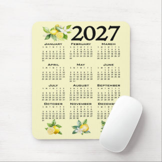 2027 Calendar Italian Style Lemons Yellow Mouse Pad