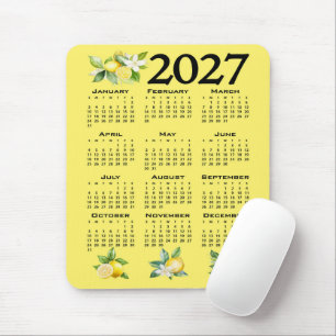 2027 Calendar Italian Style Lemons Yellow Mouse Pad