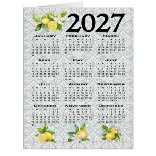 2027 Calendar Lemons Italian Mediterranean Tiles Cards