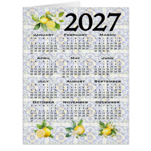 2027 Calendar Lemons Italian Mediterranean Tiles Cards