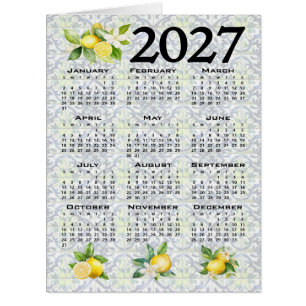 2027 Calendar Lemons Italian Mediterranean Tiles Cards