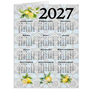 2027 Calendar Lemons Italian Mediterranean Tiles Cards