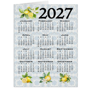 2027 Calendar Lemons Italian Mediterranean Tiles Cards