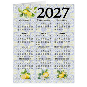 2027 Calendar Lemons Italian Mediterranean Tiles Cards