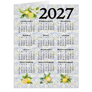 2027 Calendar Lemons Italian Mediterranean Tiles Cards