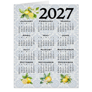 2027 Calendar Lemons Italian Mediterranean Tiles Cards