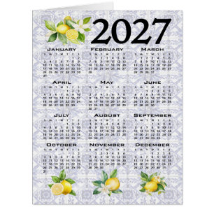 2027 Calendar Lemons Italian Mediterranean Tiles Cards