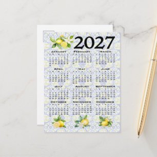 2027 Calendar Lemons Italian Mediterranean Tiles Postcard