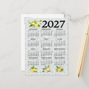2027 Calendar Lemons Italian Mediterranean Tiles Postcard