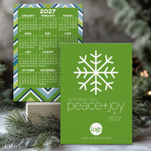 2027 Calendar Logo Peace Joy Business Holiday Card