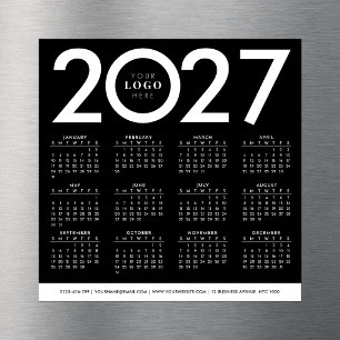2027 Calendar Minimalist Business Logo Black White