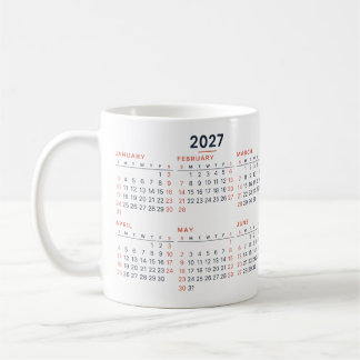 2027 Calendar Minimalist Navy Coral Mug