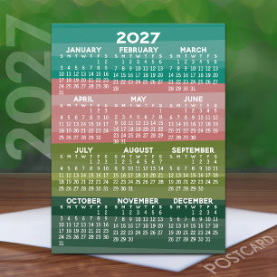 2027 Calendar - modern abstract stripe pattern Postcard