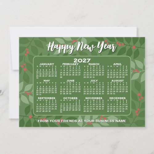 2027 Calendar Modern Botanical - Happy New Year Holiday Card