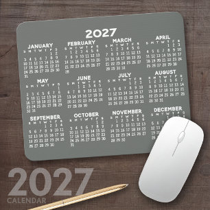 2027 Calendar - modern gray and white simple Mouse Pad