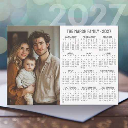 2027 Calendar - Modern Photo and Text Holiday Card