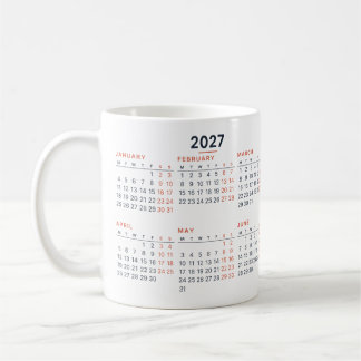 2027 Calendar Monday Start Navy Coral Mug