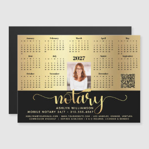 2027 Calendar Notary Black Gold QR Code Magnet