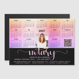 2027 Calendar Notary Black Pink QR Code Magnet