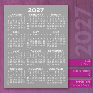 2027 Calendar on Letter Size Paper Letterhead