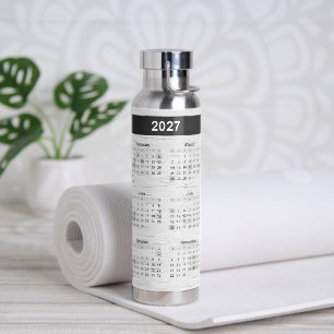 2027 Calendar On White Birch Water Bottle