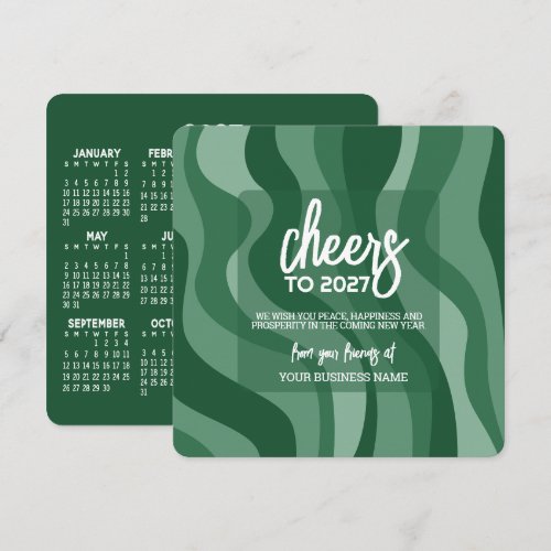 2027 Calendar Organic Curves Modern Business Logo Holiday Card