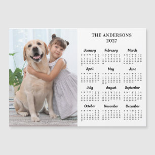 2027 Calendar Pet Dog Kid Custom Photo Magnet Card