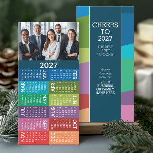 2027 Calendar Photo Collage Colorful Background Holiday Card