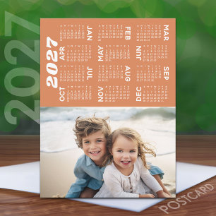 2027 Calendar Photo Full Year View Modern Minimal Postcard