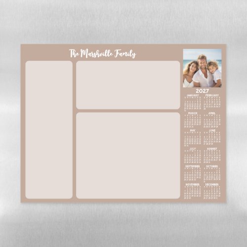 2027 Calendar - Photo Modern Minimal Family Notes Magnetic Dry Erase Sheet