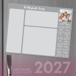 2027 Calendar - Photo Modern Minimal Family Notes Magnetic Dry Erase Sheet