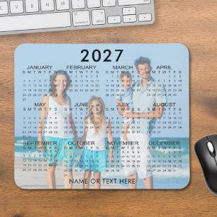 2027 Calendar Photo Overlay Custom Mouse Pad