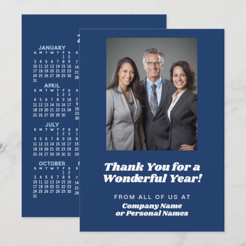 2027 Calendar, Photo - Thank You - Blue Business Holiday Card