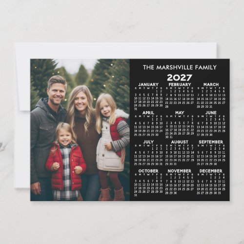 2027 Calendar - Photo Year View Modern Holiday Card