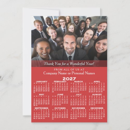 2027 Calendar Thanks for Great Year Business Holiday Card