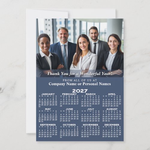 2027 Calendar Thanks for Great Year Green Business Holiday Card