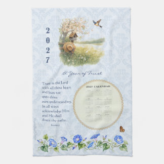 2027 Calendar Towel Christian Pastel Country Scene