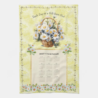 2027 Calendar Towel Yellow Daisy Gift from God