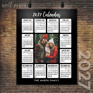 2027 Calendar - Vertical Photo in the Center black Poster