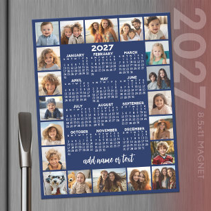 2027 Calendar with 20 photos Magnet Magnetic Dry Erase Sheet
