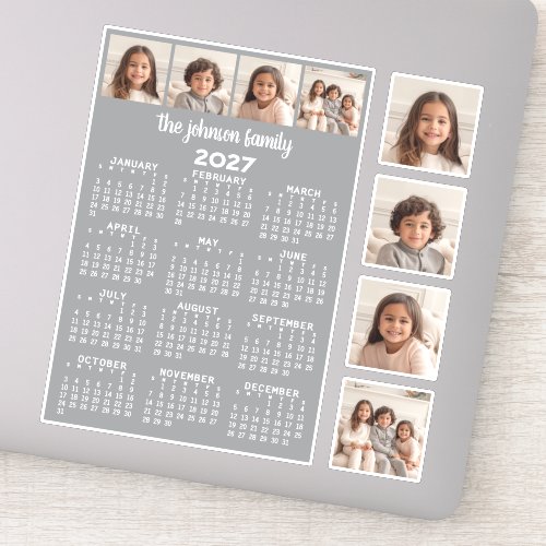 2027 Calendar with 4 Photo Collage and 4 square Sticker