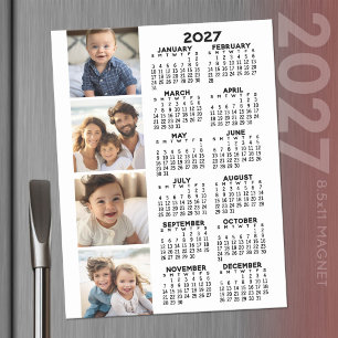 2027 Calendar with 4 Photo Collage Magnetic Dry Erase Sheet