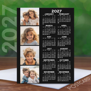 2027 Calendar with 4 Photo Collage Postcard