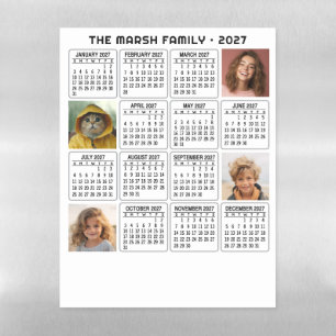 2027 Calendar with 4 Photos Magnetic Dry Erase Sheet