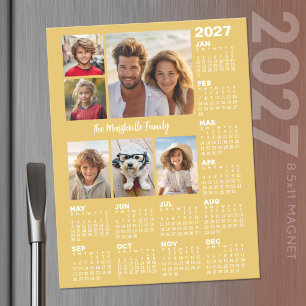 2027 Calendar with 6 Photos - Year Magnetic Card Dry Erase Sheet