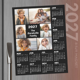 2027 Calendar with 6 Photos - Year Magnetic Dry Erase Sheet